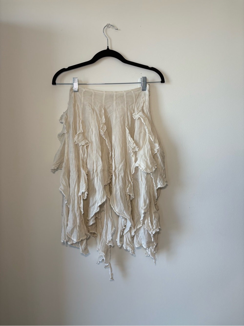 Free People Asymmetrical Layered Ruffle Skirt - Cream